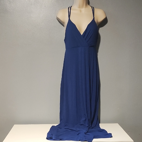 Willi Smith Elegant Blue Women's Faux Wrap Front Maxi Dress - Picture 5 of 17